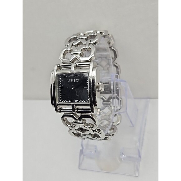 Versus Versace Womens Square Stainless Steel Bracelet Watch Quartz New Battery - Picture 2 of 11